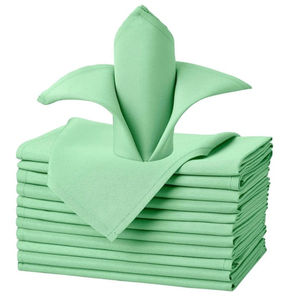 Mint Green Wedding Napkins 17 by 17" Solid Polyester Napkins 12 Count, Restaurant Dinner Use Mint Polyester Napkins, Mint Party Theme Napkin