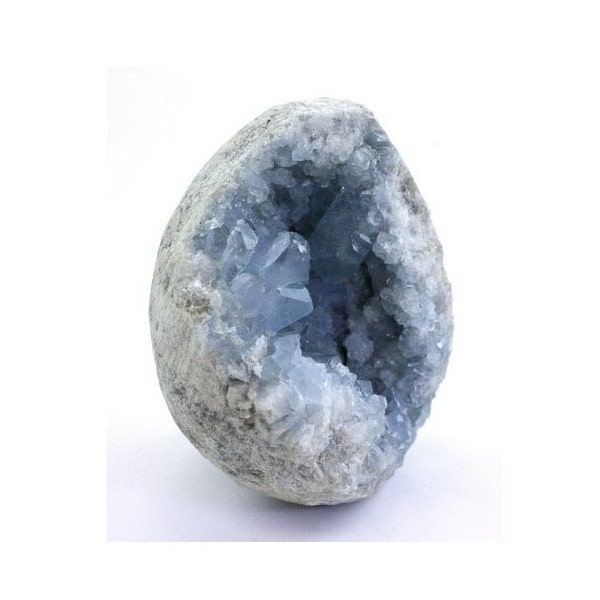 Natural Blue Celestite Crystal Cluster from Madagascar Approx 1/2 lb, Beautiful Blue Geode Stone To Access The Higher Transpersonal Chakras