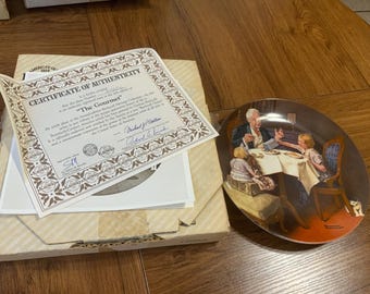 Vintage 1984 Norman Rockwell the gourmet, limited edition family dinner time, great for collecting or gifting, family dinner Day porcelain