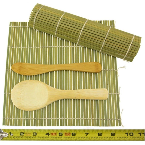 Sushi Making Kit Bamboo Set, With Sushi Rolling Mat, Sushi Roller And Rice Scoop Paddle And Butter Spreader Set, Make Homemade Sushi At Home