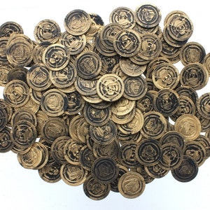 Pirate Plastic Crafting Coins 144 Count, For Pirate Treasure Hunts Or Crafting Projects, Stage Props Or Party Decoration, Pirate Gold Coins