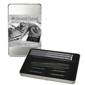 Small Tin Charcoal Drawing Art Set, For Beginners Or Professional Artists, Basic Charcoal Materials For Charcoal Art Sketching Or Drawing