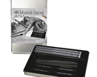 Small Tin Charcoal Drawing Art Set, For Beginners Or Professional Artists, Basic Charcoal Materials For Charcoal Art Sketching Or Drawing