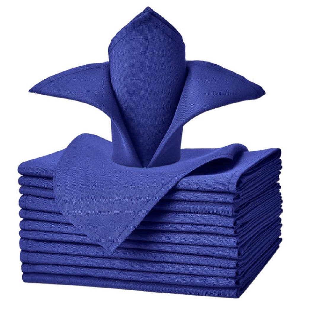 Royal Blue Wedding Napkins 17 by 17" Solid Polyester Napkins 12 Count, Restaurant Dinner Use ...