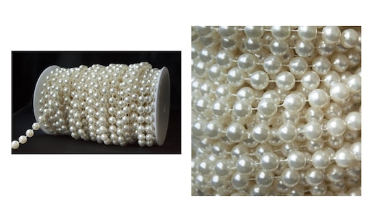 Large Ivory Pearls Faux Crystal Beads 10 Mm 22 Yards Ivory Bead Pearls For Wedding Decoration Or Decorate Own Chandeliers Elegant Weddings
