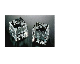 Pair of Dice with White Dots Paperweight 1.5" With Gift Box, Dice Perfect Paperweight Office Crystal Diamond Gift, Crystal Projects Or Favor