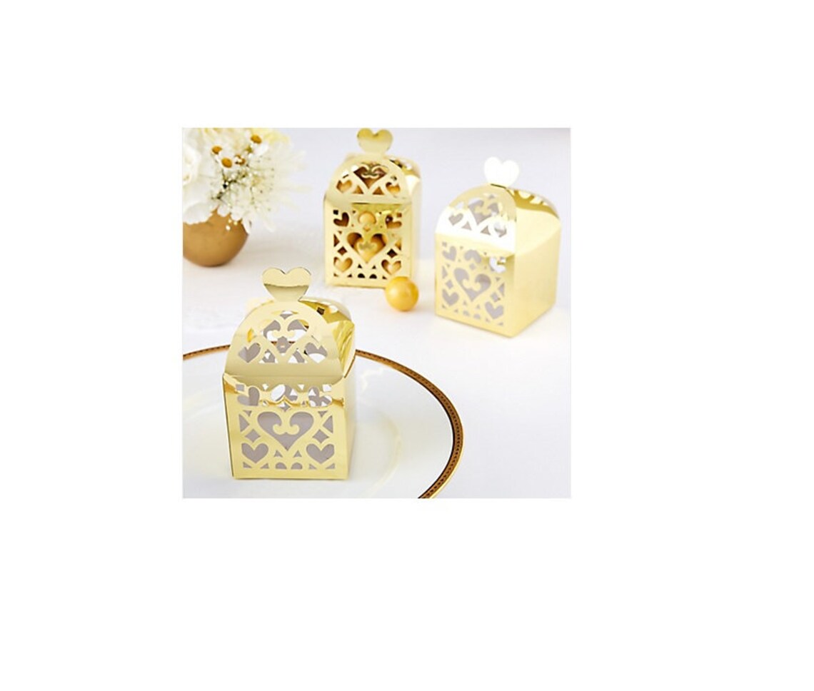 Gold Lantern Wedding Or Party Favor Boxes 50 Count Create Etsy