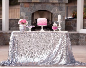 White and silver sale tablecloth
