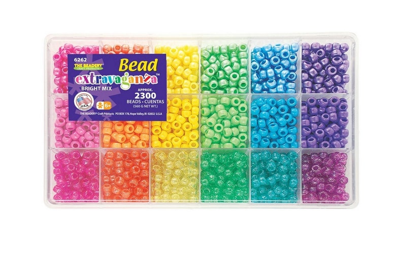 Bright Colored Bead Box Kit 2300 Bright Plastic Pony Beads Etsy