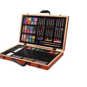 MAHITOI 82-Piece Deluxe Artist Studio Creativity Set Wood Box Case - Art Painting Sketching Drawing Set 24 Watercolor Paint Colors 24 Oil Pastels 24