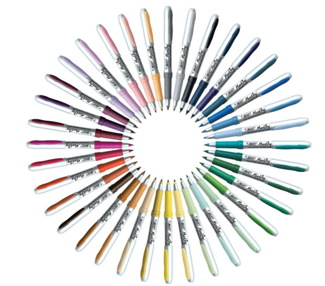 NEW BIC Fine Point Permanent Markers - 36 Assorted Colors - w