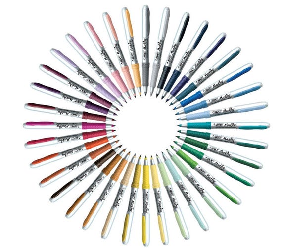 Bic Mark-It Color Collection Permanent Markers - Assorted Colors, Fine Tip,  Set of 36