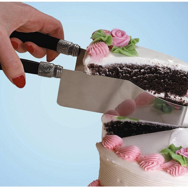 Round Cake Cutter Server For Easily Cutting And Serving Wedding Cake Or Birthday Cake, Pick Up Cake Slice At Parties, Handle Design Varies