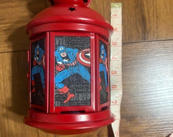 Custom handmade captain America red lantern candle holder, for captain America fans or collecting, avenger fans or gifting for birthday