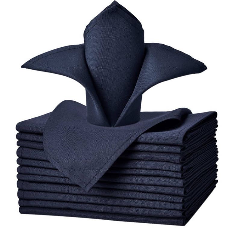 Midnight Navy Wedding Napkins 17 by 17 Solid Polyester Etsy