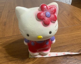 Vintage 2001 Handpainted Hello Kitty ceramic piggy bank, hello Kitty lover gift, store coins for fun or just hello Kitty theme party Set