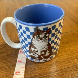 Tazza vintage Fat Calico Cat del 1992, realizzata in Corea, lieve usura sulla parte superiore, regalo per gli amanti dei gatti, regali divertenti per gli amanti dei gatti, tazza regalo unica e difficile da trovare