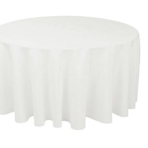 White Round Wedding Linentablecloth 120 Inch Round Banquet Polyester Cloth, Wrinkle Resistant Quality Tablecloth For Special Events Or Party
