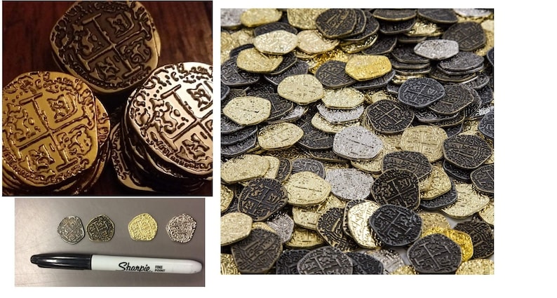 Metal Pirate Coins 30 Gold and Silver Spanish Doubloon Replicas, for ...