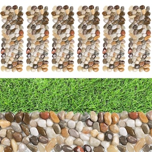 River Rock Stepping Stones Outdoor for Garden Walkway, 6 Pcs 12&quot; L x 4&quot; W Rectangle Shape Paver, Step Stones Polished Pebble River Stone