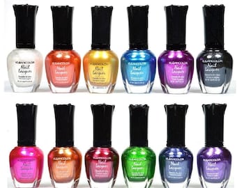 Nail Polish Awesome Metallic Full Size Lacquer Lot of 12 piece Set, Shimmering Nail Polish Or For Professional Beauty Shop, not Kleancolor