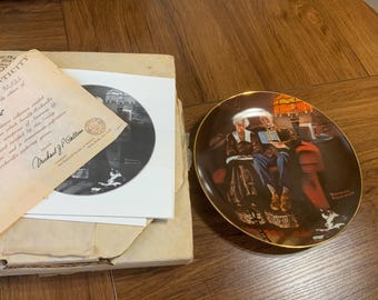 Vintage 1983 Norman Rockwell evenings ease, rockwell light campaign plate decor, great for collecting or gifting, couples Day porcelain