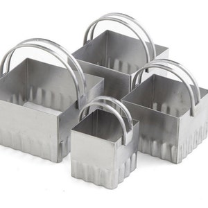 Cortadores de galletas cuadradas de acero inoxidable con bordes ondulados, juego de cortadores de galletas de 4 piezas, crear galletas navideñas, postres, galletas o pasteles