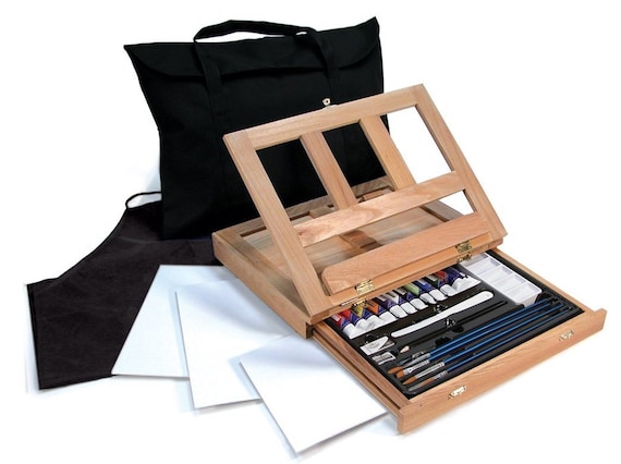 Acrylic Easel Art Set With Easy to Store Bag, Essential Art Supplies in  Wooden Storage Box With Drawers for Convenience, Traveling Artists 