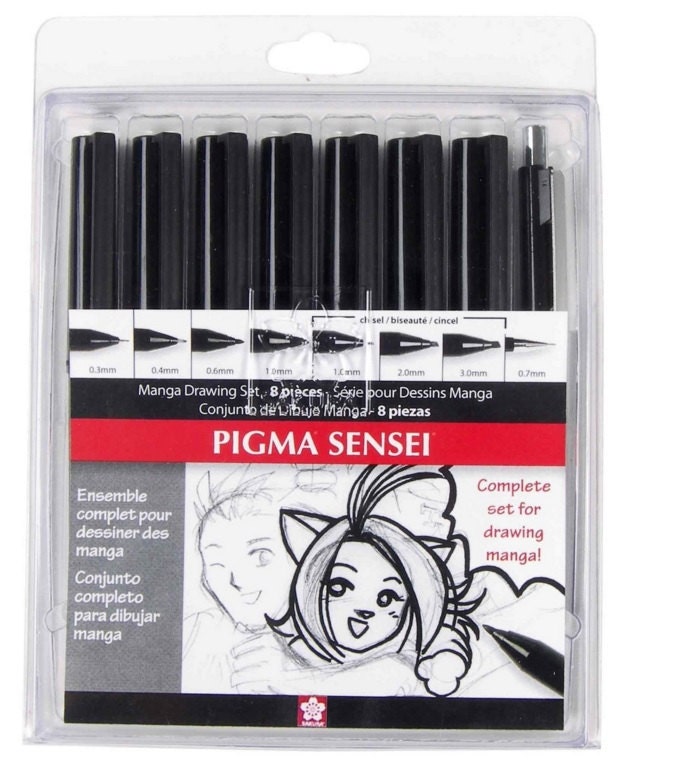 Manga 8 Piece Pigma Sensei Manga Drawing Kit, Gift for Self or