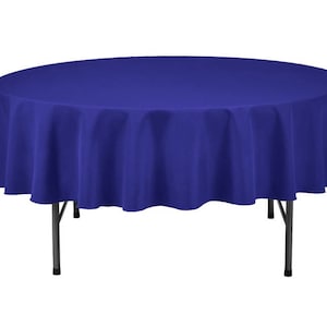 Royal Blue Round Wedding Linentablecloth 70 Inch Round Banquet Polyester, Wrinkle Resistant Quality Tablecloth For Special Events Or Party
