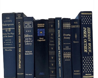 Blue or Shades of Blue 5 Count Old Vintage Antique Rare Hardcover Random Books, Vintage and Antique books are published between 1800-1960