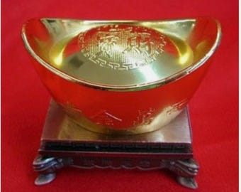 Vintage Feng Shui Brass Metal Ingot, Approx 2" x 1 1/2" x 1 3/4" for parties, special events or just Home decoration, for home prosperity