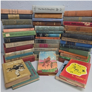 Hardcover Book Lot Of Vintage 5 ct, Old Antique Mixed Color Shelf Staging Decor, These vintage & antique books are published between 1800