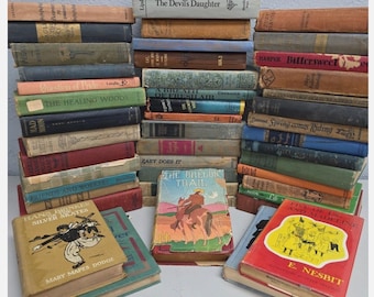 Hardcover Book Lot Of Vintage 5 ct, Old Antique Mixed Color Shelf Staging Decor, These vintage & antique books are published between 1800