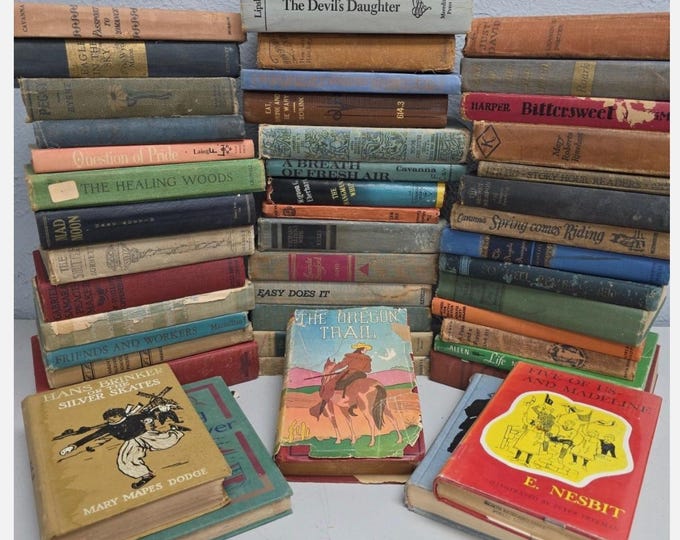 Hardcover Book Lot Of Vintage 5 ct, Old Antique Mixed Color Shelf Staging Decor, These vintage & antique books are published between 1800