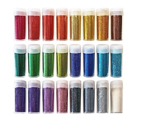 Crafts Glitter Set, Rich Essentials For Crafting, 24 Different Colors For Adding Dazzling Sparkle To Cards, Scrapbook, Gifts And Decorations