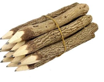 Branch And Twig Graphite Pencils 12 Count Approximately 5 Inches Long, Great Wood Pencils For Fun Drawing Or For Brides As Wedding Favors