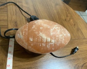 Vintage 2005 heavy Himalayan football lamp with cord, needs light replace, air purify for room cleansing or gifting for any occasion holiday