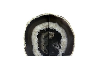 重い本のための金縁のグリーンアゲートブックエンド：クリスタルブック