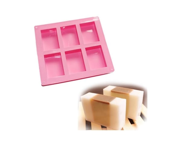 6-Cavity Plain Rectangle Soap Mold Mould for Homemade Craft Making Multi Color