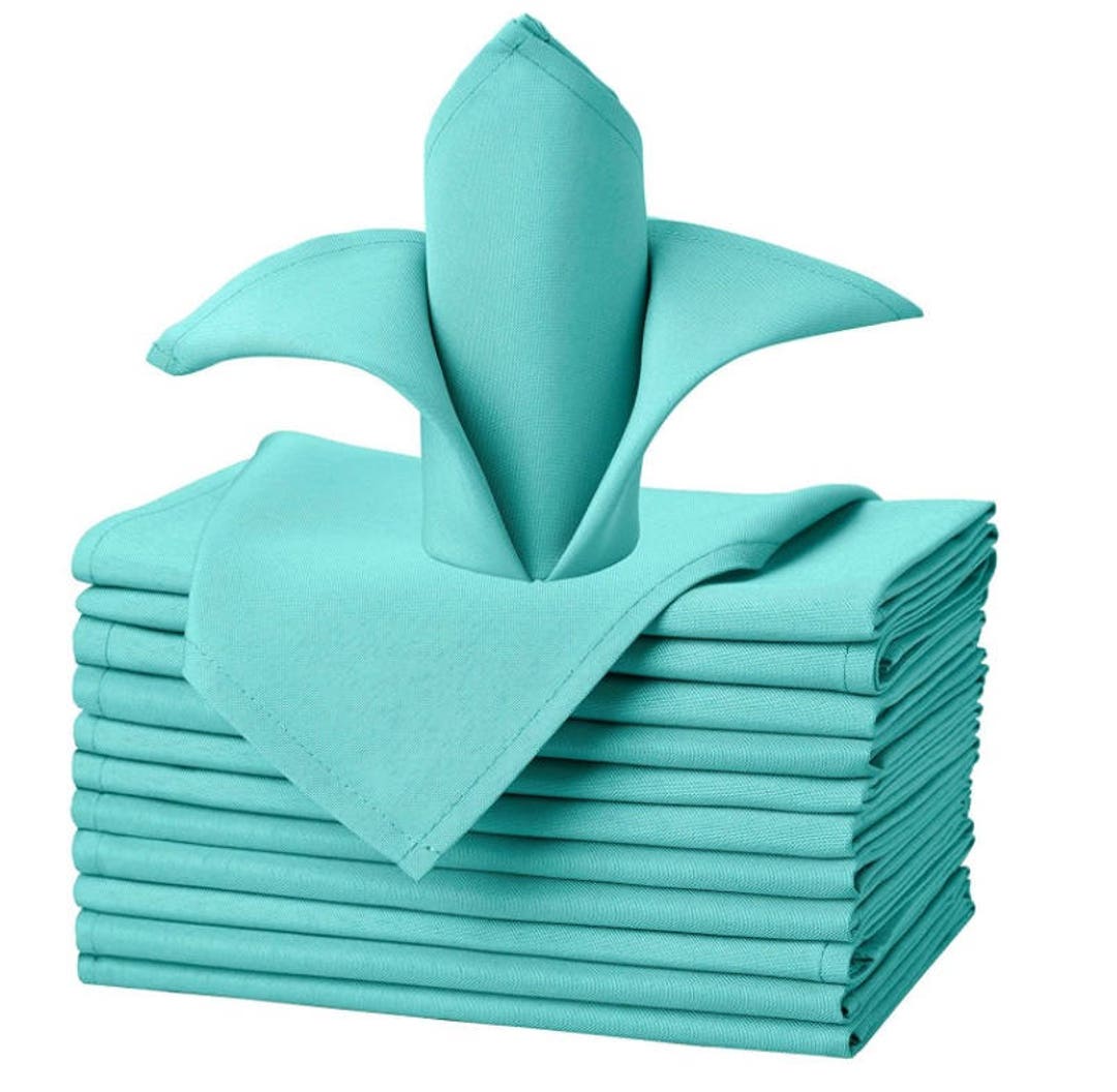Turquoise Wedding Napkins 17 by 17 Solid Polyester Napkins 12 Count