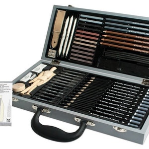 Graphite Pencils Deluxe Sketching Artist Box Set, Graphite Sticks For Sketching And Drawing, Artist Sketching Box For Gift Or Beginner Set
