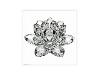 High Quality Clear Crystal Lotus Flower 3", Peace And Purity For Attracting Positive Energy, Soothe and Clear The Bad Energy From Home