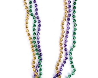 Mardi Gras 72 fili di spessore perline di 33 pollici 07 mm tondo viola metallizzato oro e verde, 6 dozzina Mardi Gras evento o Crafting perline