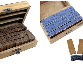 Scatola di legno Multipurpose Numero Alphabet Lettera Carta In gomma 70 Pezzo Set. Set di francobolli alfabetico per regali o qualsiasi scopo di creazione di francobolli
