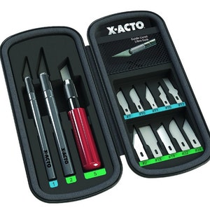 13 lâminas em caixa preta de armazenamento com zíper, conjunto básico de facas de precisão leve para corte de uso geral, variedade de lâminas de faca de corte