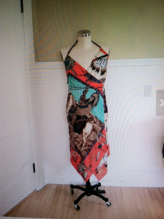 Ralph Lauren Dress Silk Wrap Indian Blanket Tribal