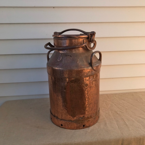 Antique French Copper Milk Jug European Dairy French Industrial Milk Can