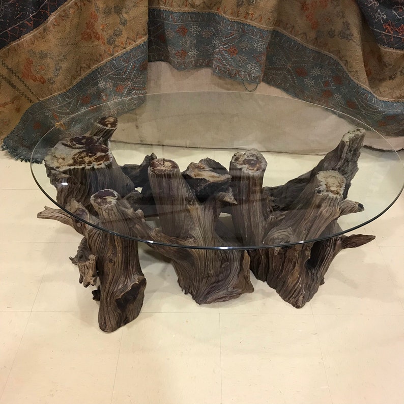 Antique Driftwood Table Mid Century Driftwood Coffee Burled Wood Cocktail Table Etsy