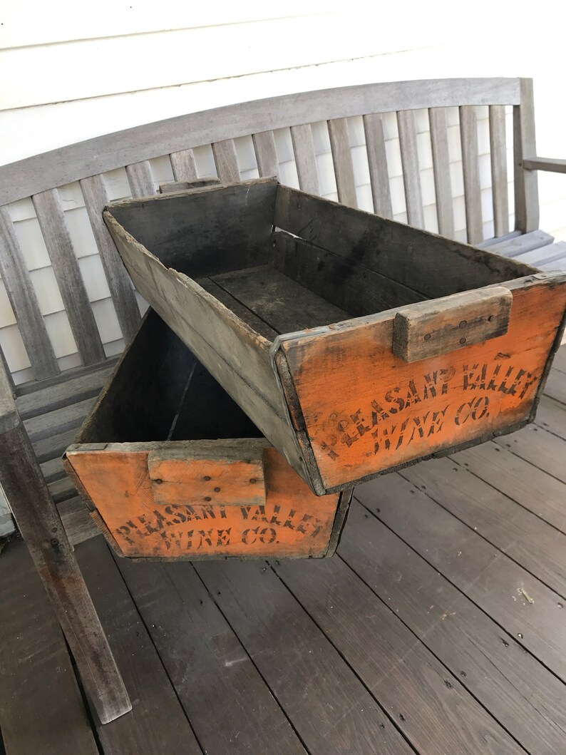 Antique Wine Crates Wood Grape Picker Baskets Industrial New Etsy